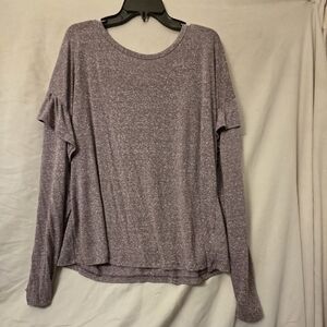 Time and Tru Gray Relaxed Ruffled Blouse